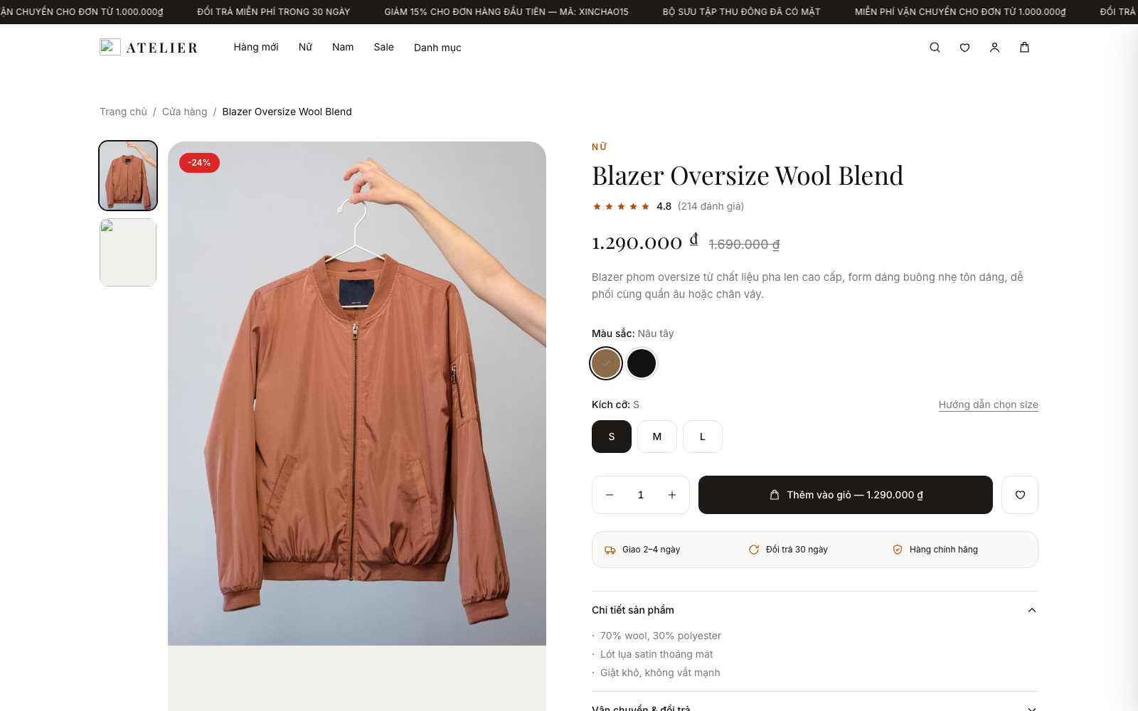 Trang sản phẩm áo khoác blazer oversize