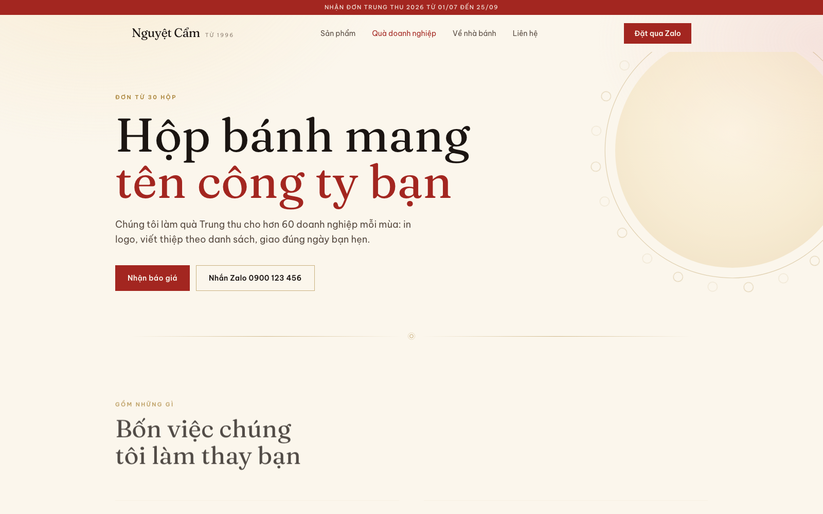 Trang quà tặng doanh nghiệp với chiết khấu theo số lượng từ 30 hộp