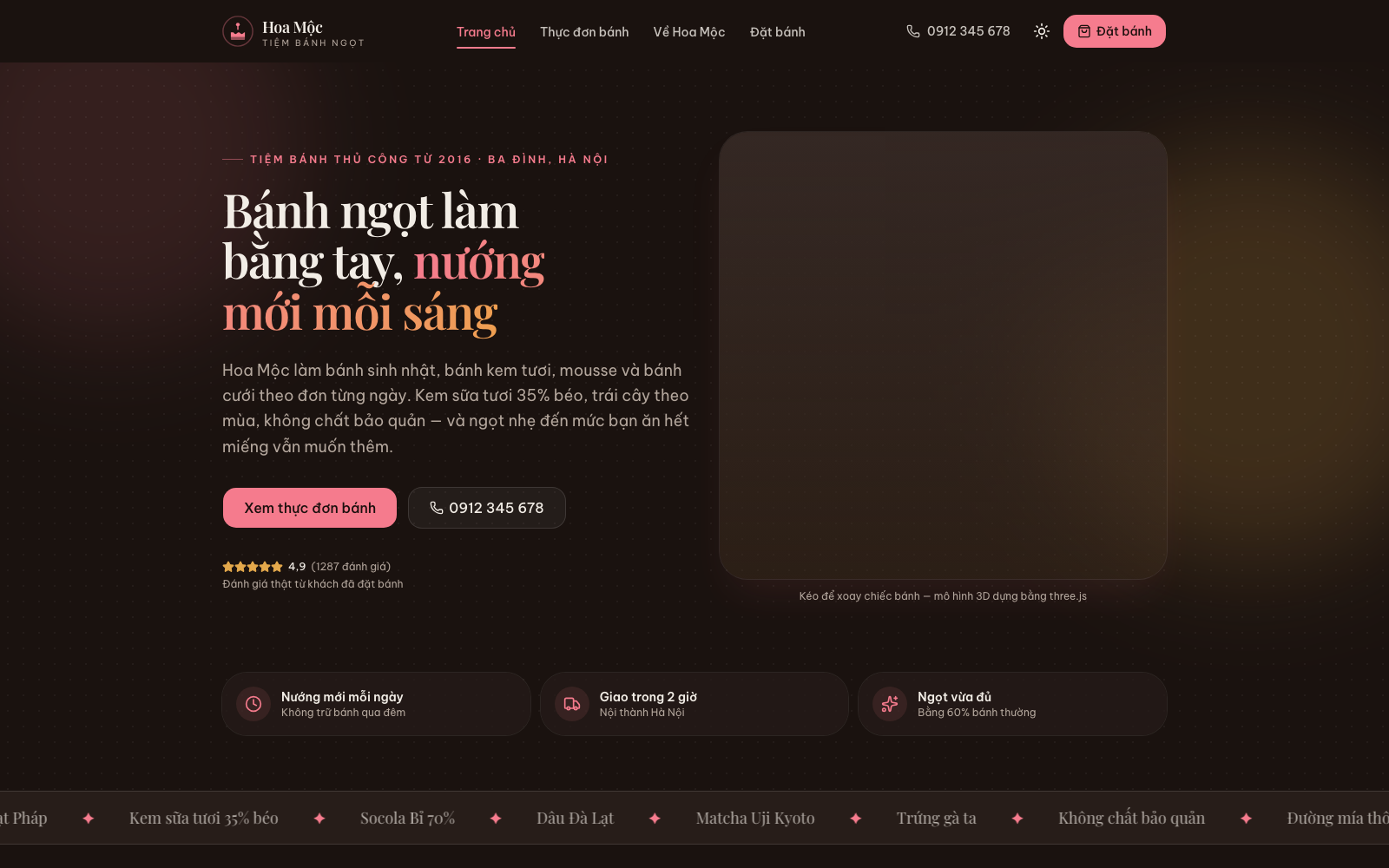 Hoa Mộc — Website tiệm bánh ngọt