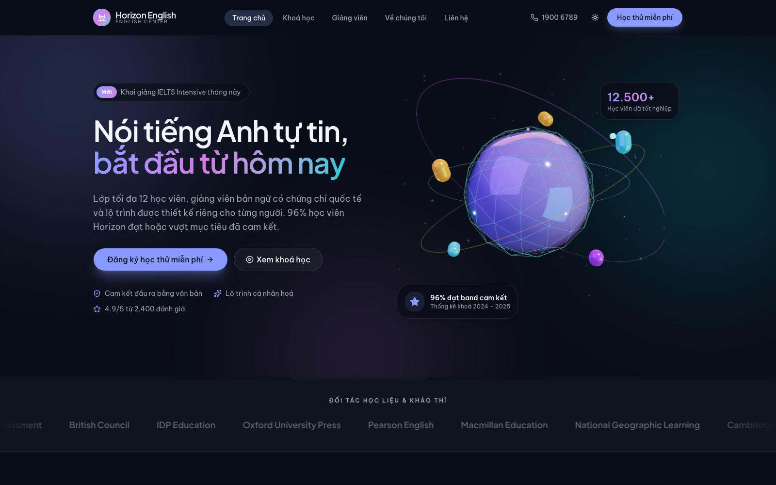 Horizon English — Website trung tâm Anh ngữ